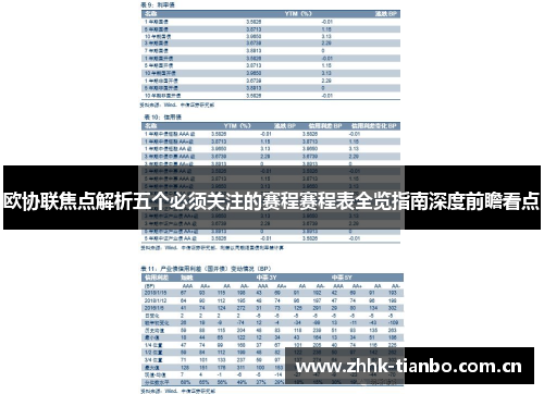 欧协联焦点解析五个必须关注的赛程赛程表全览指南深度前瞻看点